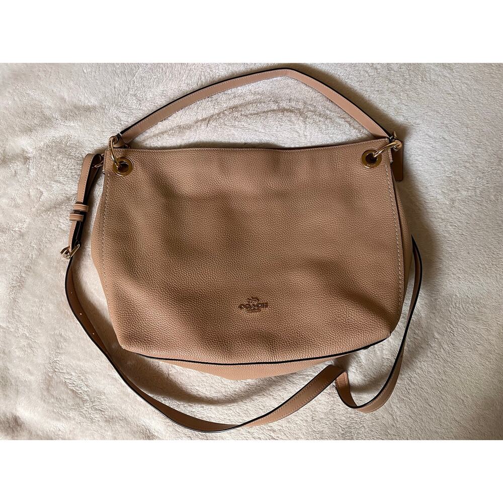 Coach 24947 Clarkson Hobo Crossbody Bag Cream Pebbled Leather
